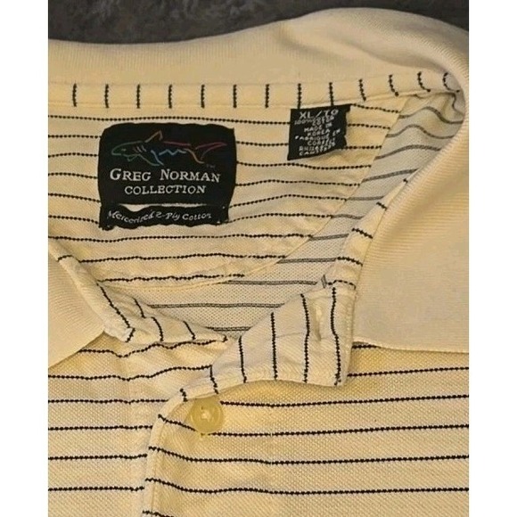 Greg Norman Collection Other - Vintage Greg Norman Collection Polo Shirt Mens XL Striped Cream Black Cotton